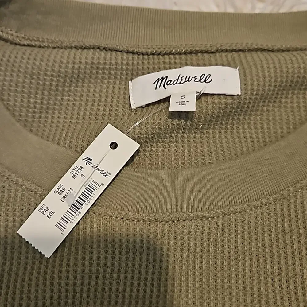 J. Crew Women’s Green Waffle Knit Long Sleeve Tee - Size Small - NWT